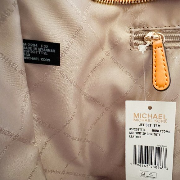 Michael Kors Jet Set Item Medium Pocket Front Chain Tote Bag Honeycomb - Picture 10 of 10